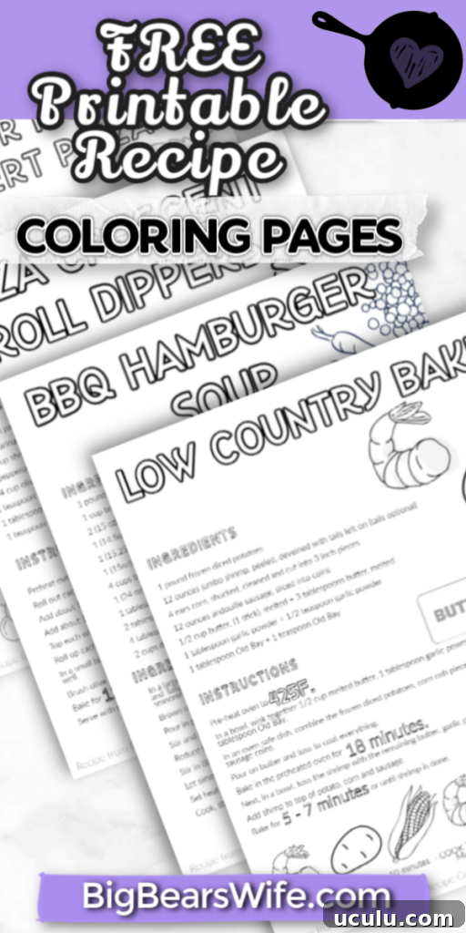 FREE Printable Recipe Coloring Pages – VOL 1