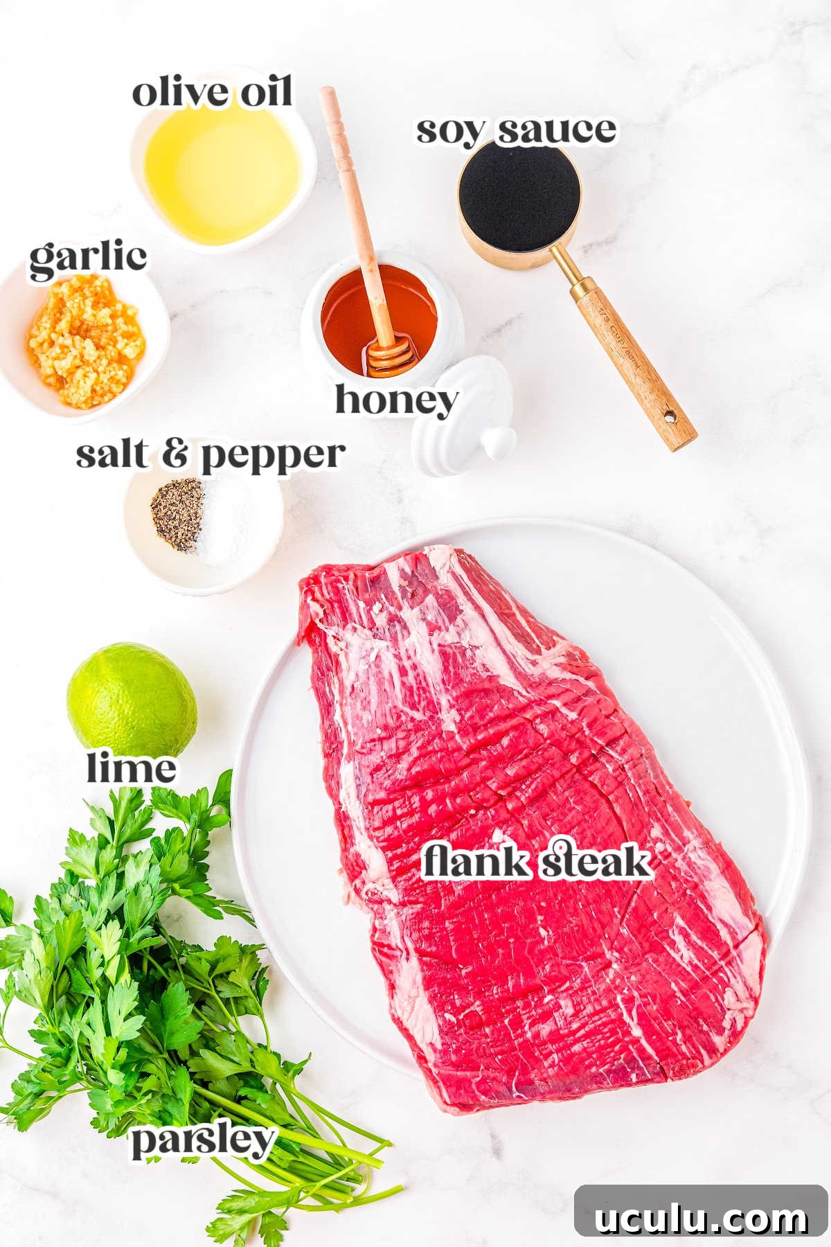 The recipe ingredients with text overlay labeling each.