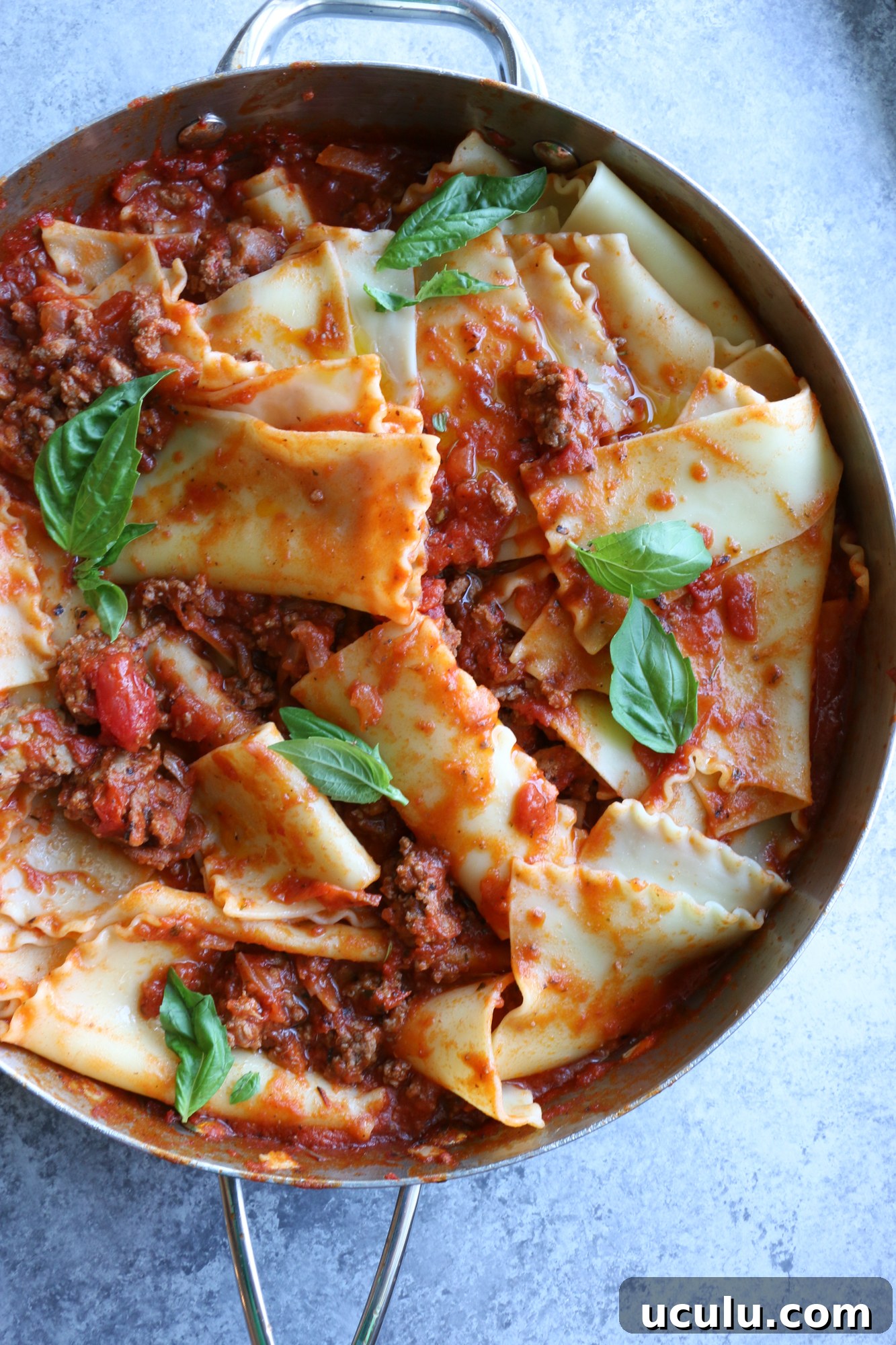 Broken Lasagna Pasta with Meat Sauce