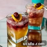 Cocktail glass filled with a New York Sour.