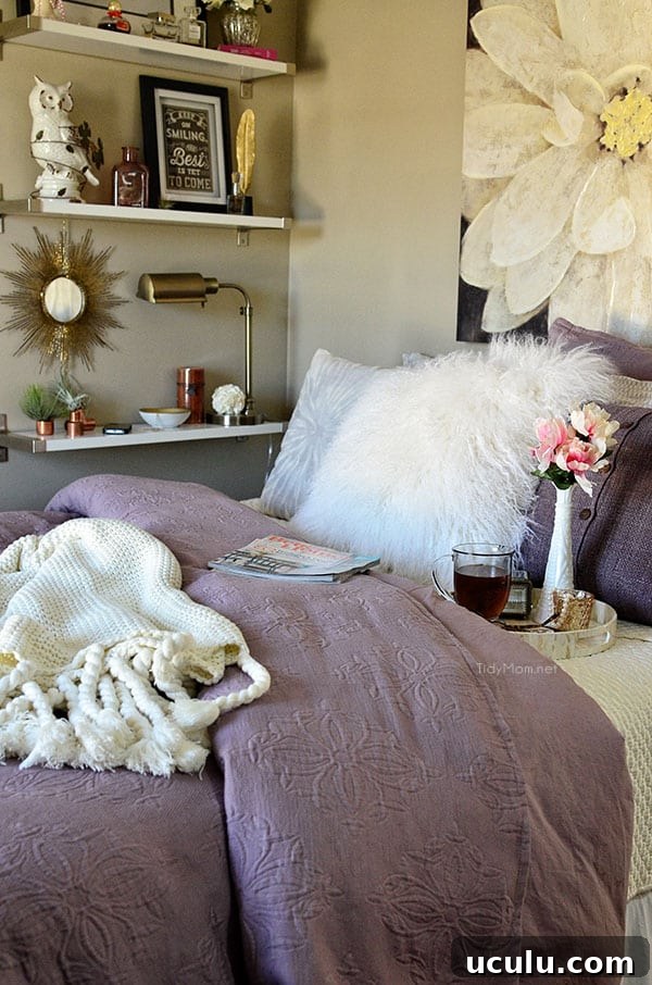 Amethyst Matelasse West Elm bedding at TidyMom.net