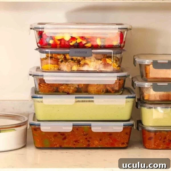 Pile of meal prep filled containers with family food for Sunday Setup
