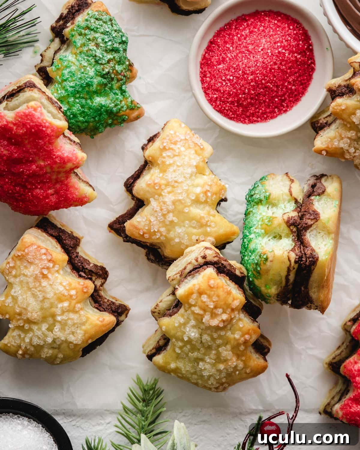 Quick and easy Nutella Puff Pastry Christmas Tree recipe.