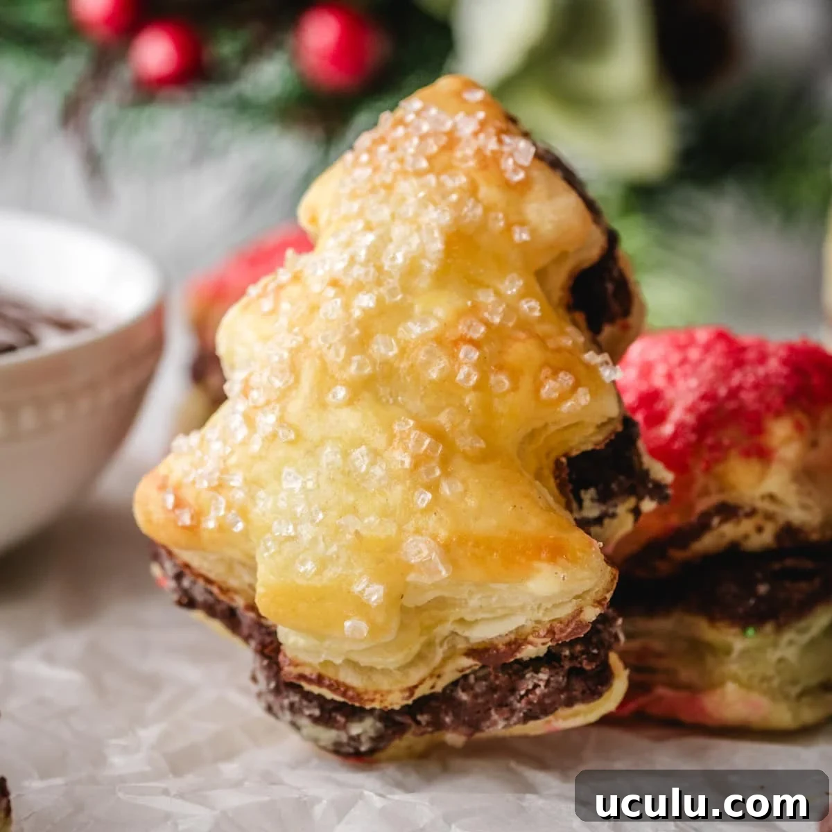 Nutella Puff Pastry Christmas dessert recipe.