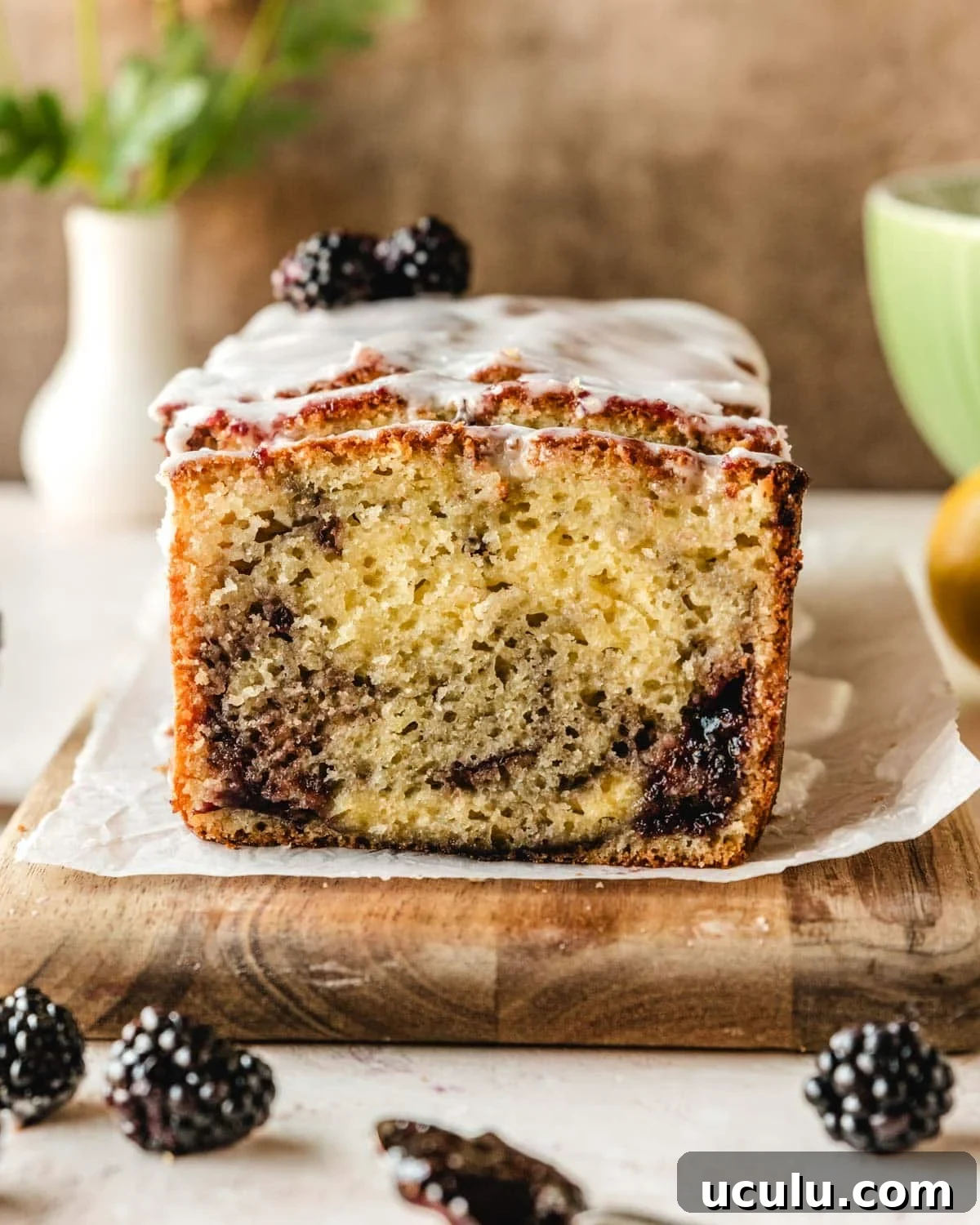 Lemon blackberry loaf recipe with lemon glaze.