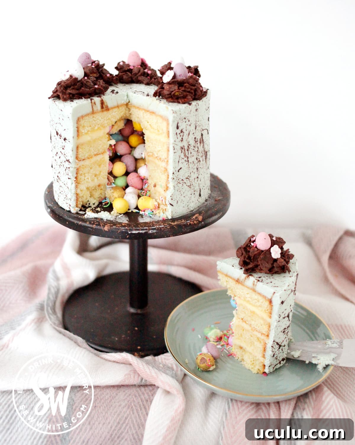 Speckled Easter pinata cake