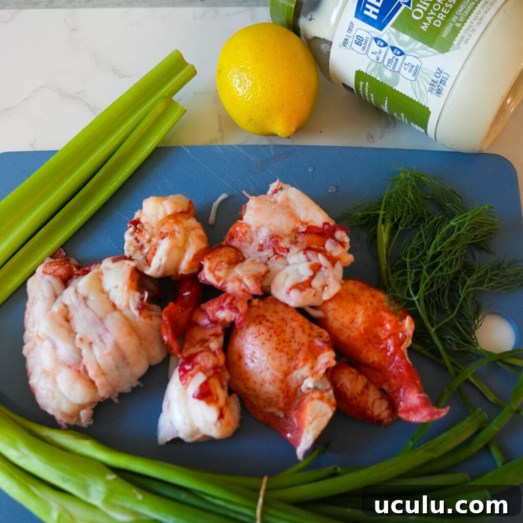 Lobster roll recipe ingredients.