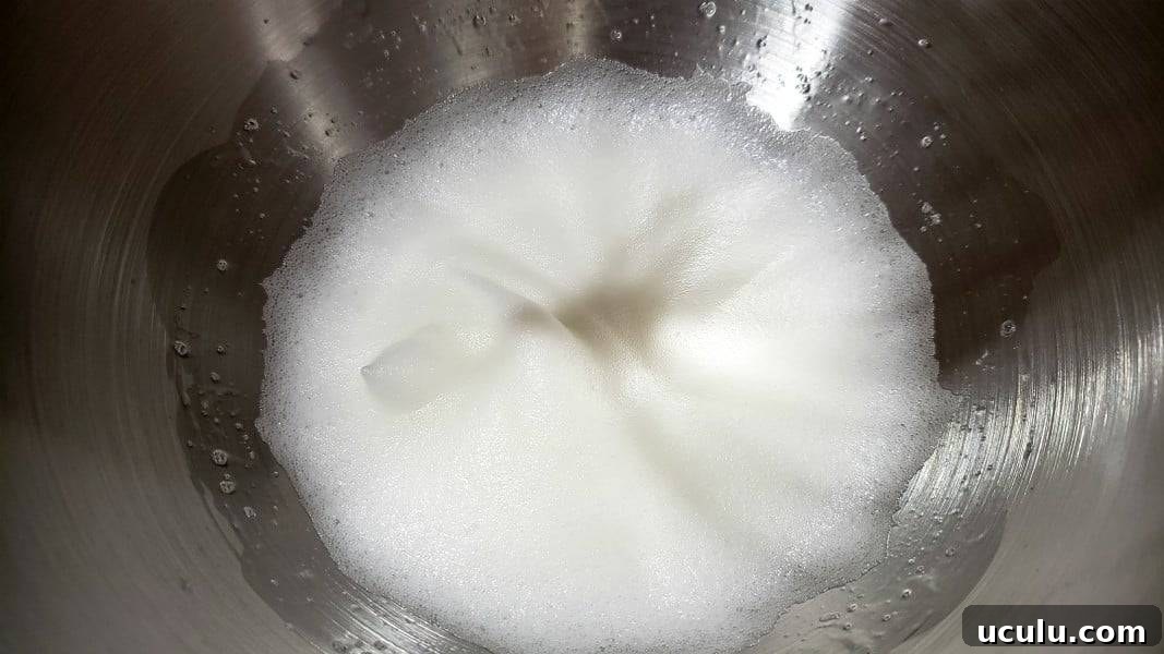 egg whites whisked to soft peaks.