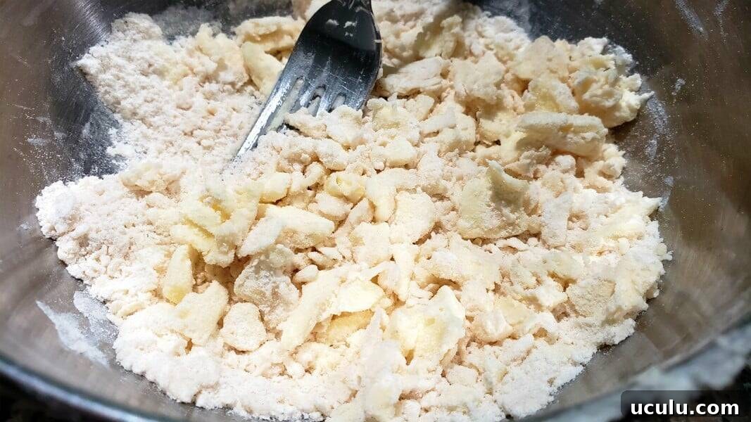 coarse flour, butter, sugar, salt, and vegetable shortening mixture.