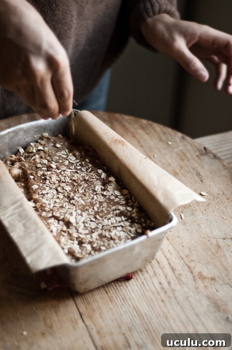 Oats on top of Apple Loaf Cake