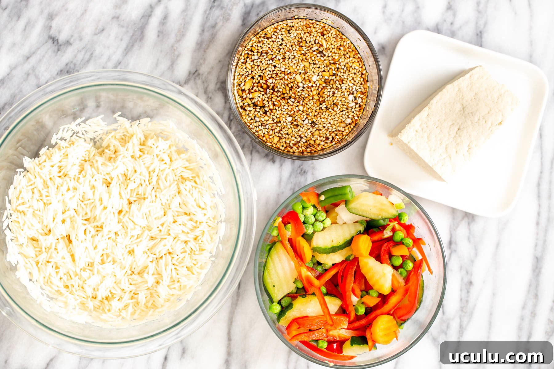 ingredients for making Instant Pot Teriyaki Fried Rice