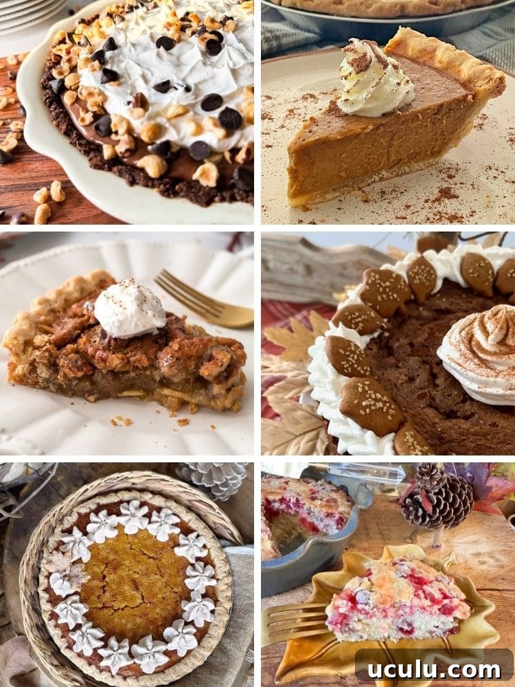 Collage of six pie fall pies.