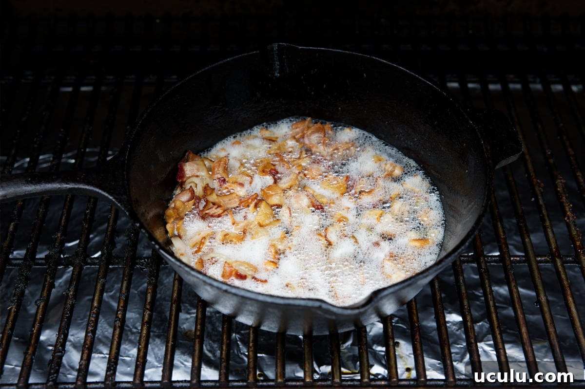 cooking bacon in skillet