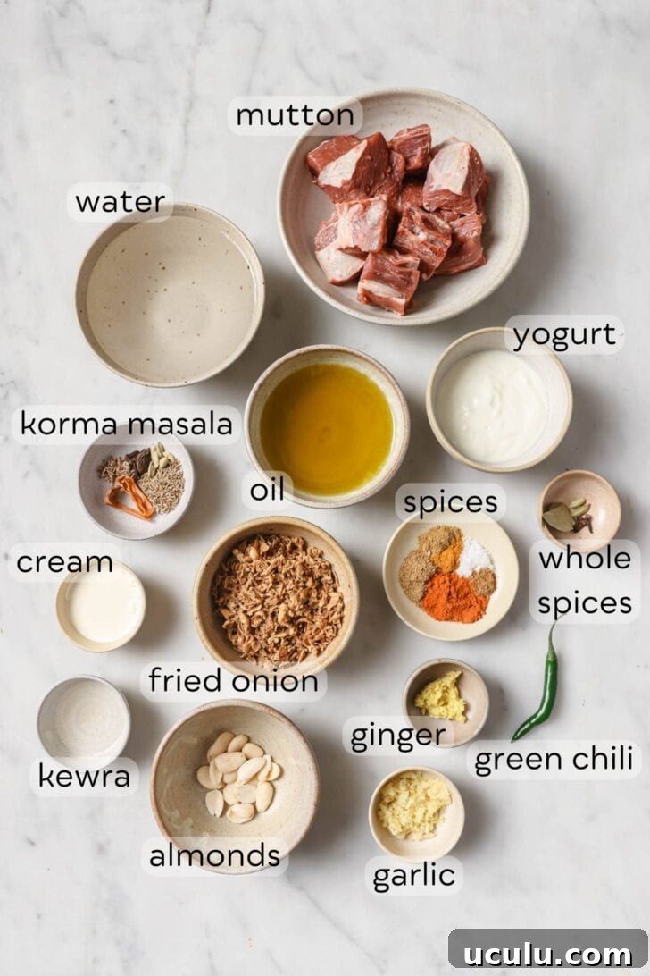 Mutton/Lamb Korma Ingredients