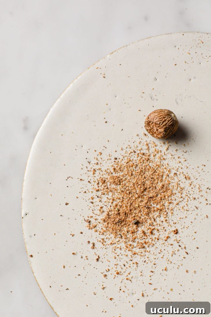 nutmeg powder scraped off a nutmeg pod