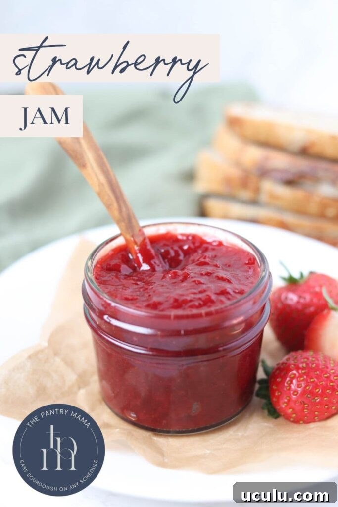 Easy Strawberry Jam without Pectin - Pinterest Image.
