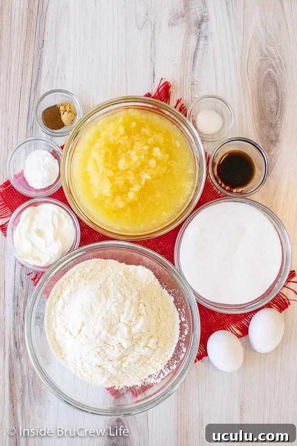 Overhead picture of the ingredients needed to make a pineapple sunshine cake