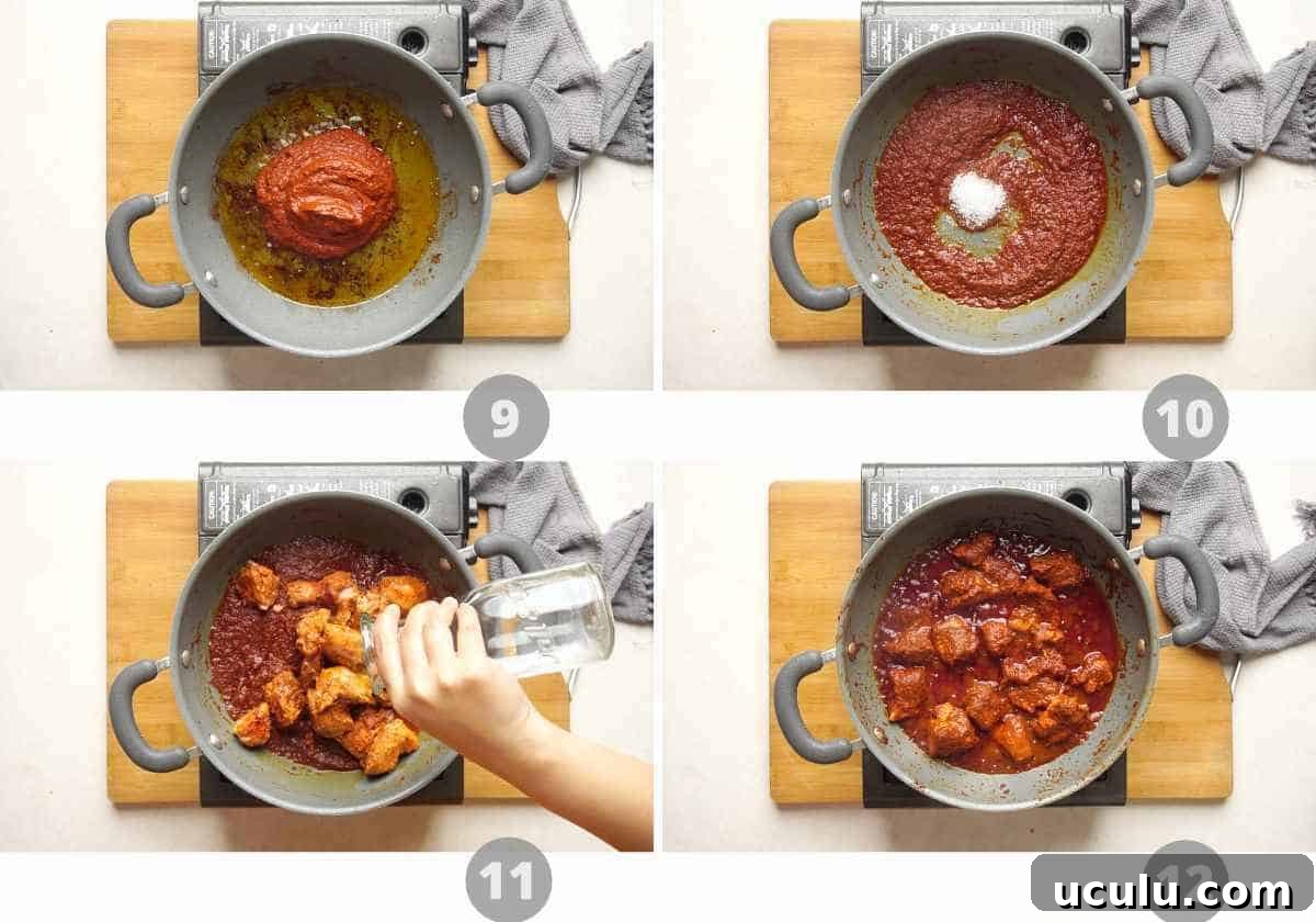 Step by step picture collage showing how to make Chicken Ghee Roast