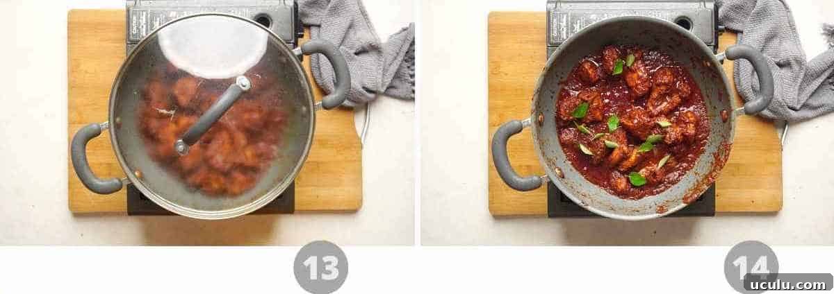Step by step picture collage showing how to make Chicken Ghee Roast