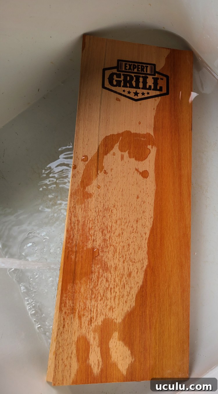 Cedar Plank soaking in sink