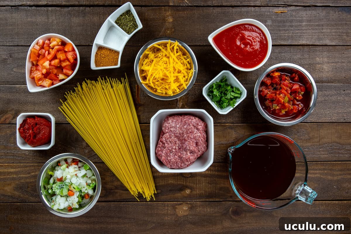 Ingredients measured out in individual containers.