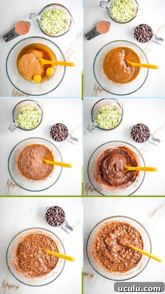 Step by step making chocolate zucchini brownies 