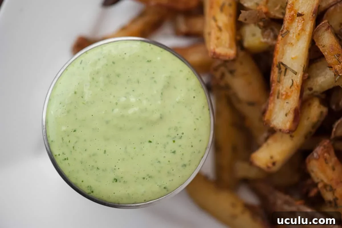basil garlic aioli with french fries.