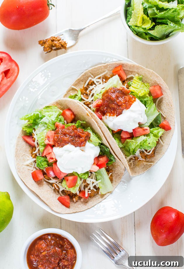 Healthy Beefy Tacos (vegan) - Just like the real thing but a million times healthier! So good, hearty and taste JUST like the real deal!