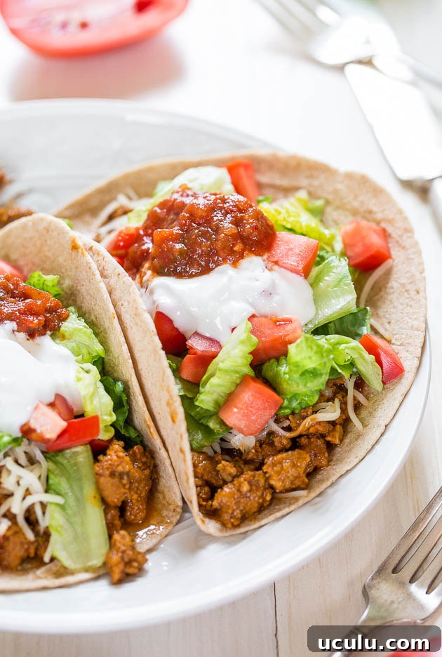 Healthy Beefy Tacos (vegan) - Just like the real thing but a million times healthier! So good, hearty and taste JUST like the real deal!