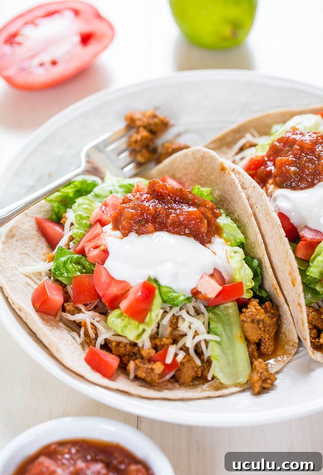 Healthy Beefy Tacos (vegan) - Just like the real thing but a million times healthier! So good, hearty and taste JUST like the real deal!