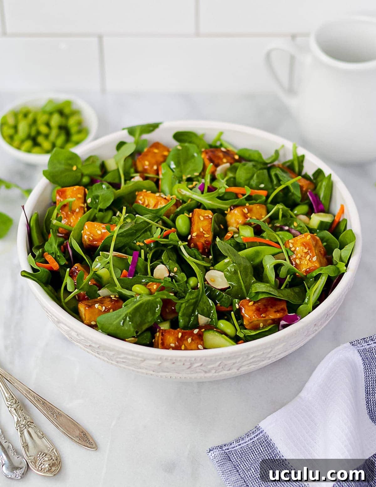 Finished sesame tofu salad