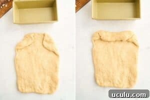 process shots of shaping sandwich loaf