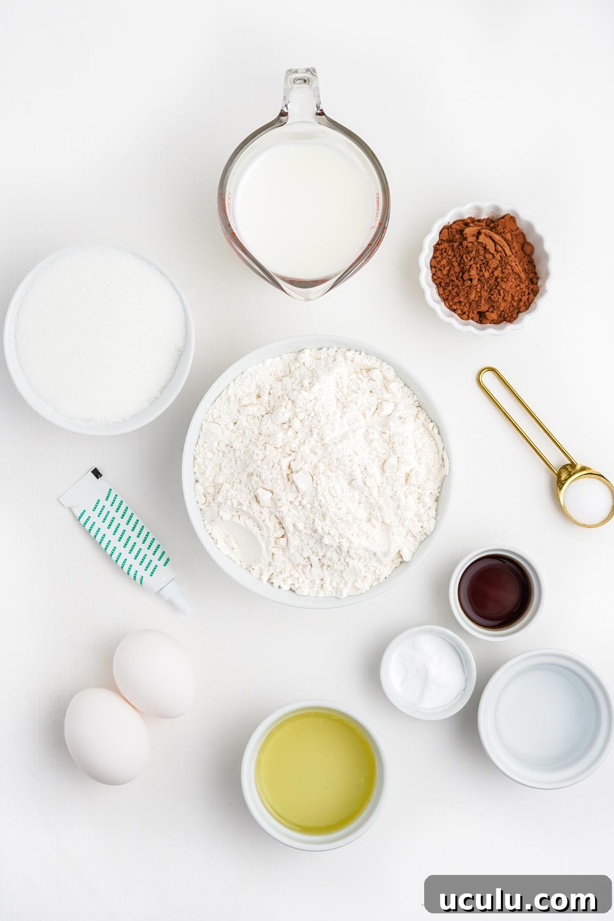 Ingredients to make St Patrick's Day cupcakes on the table.