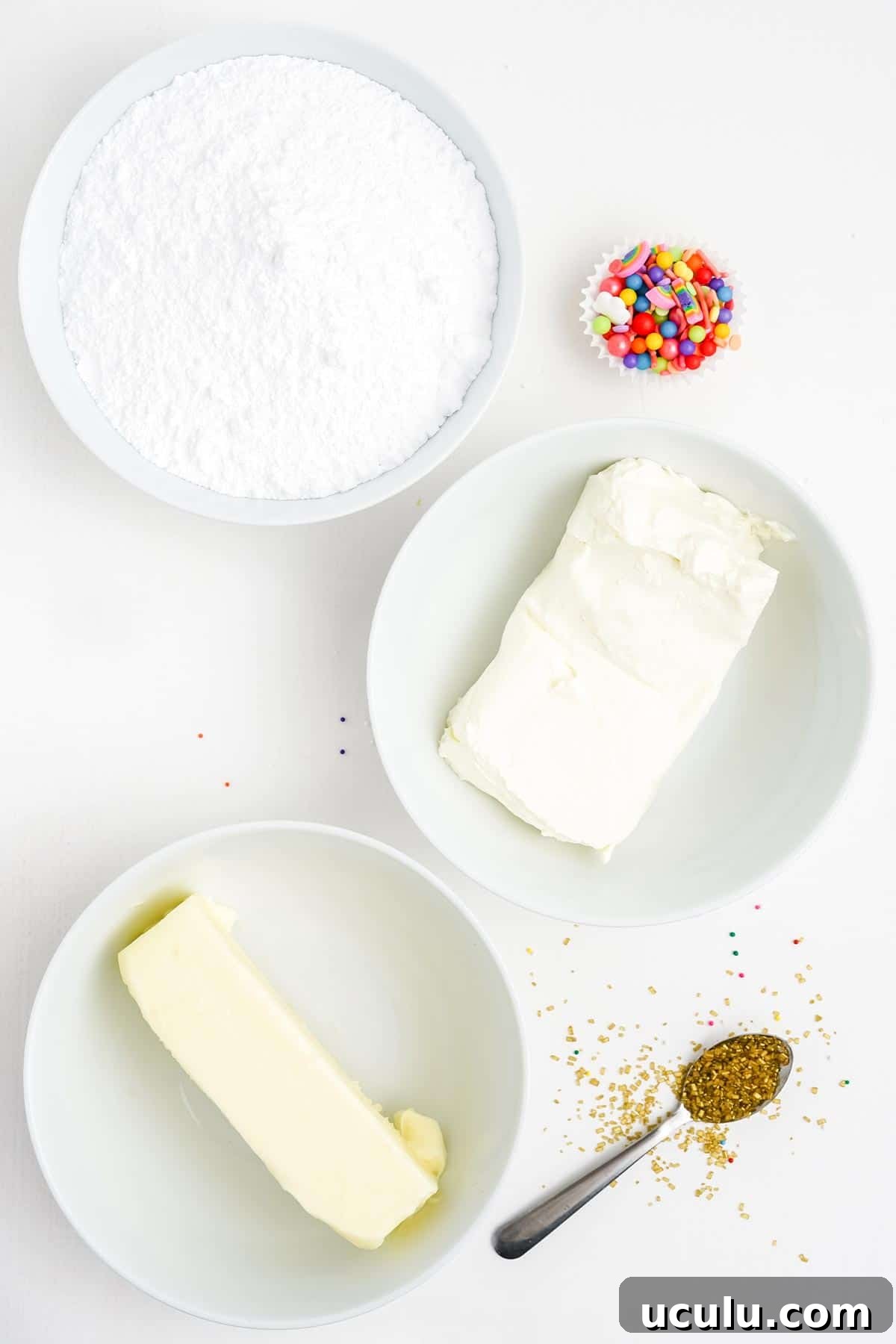 Ingredients to make cream cheese icing.