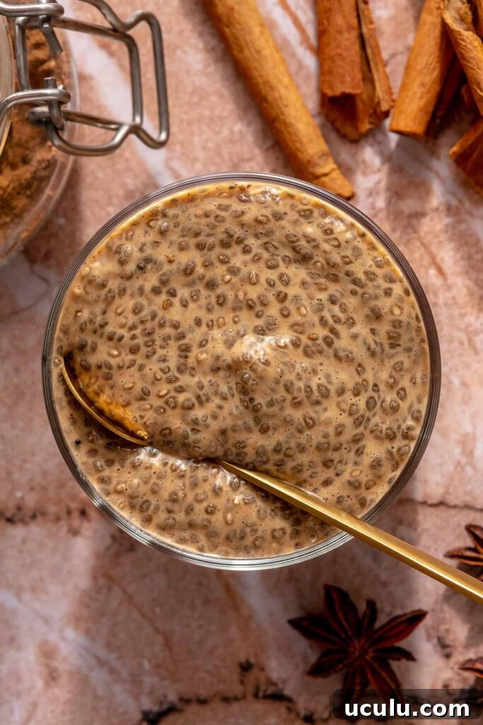 Dirty Chai Chia Pudding closeup