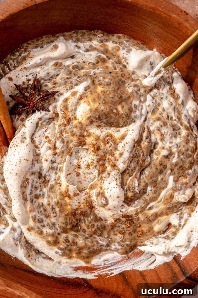 Dirty Chai Chia Pudding served