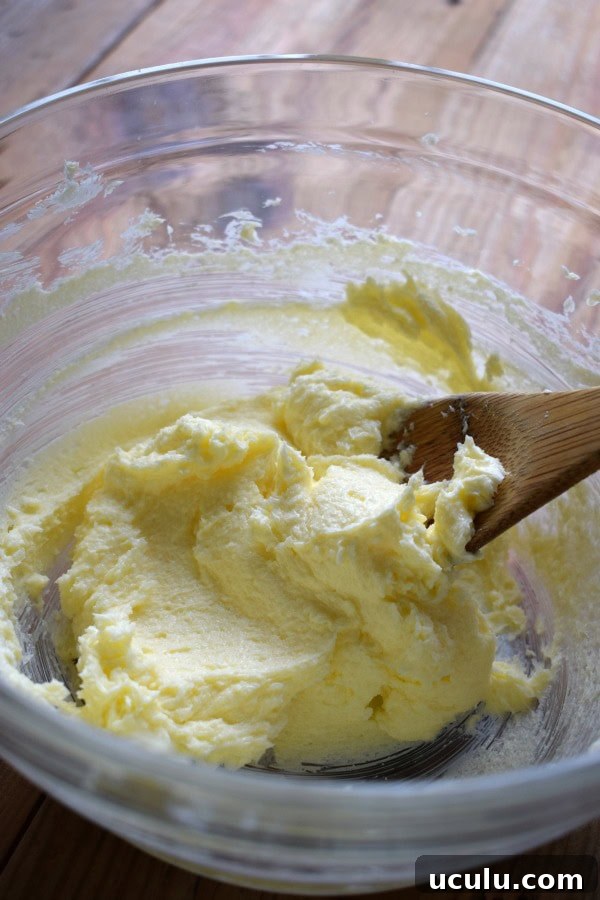 Mixed butter and sugar to make shortbread cookies.