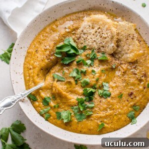 My roasted butternut squash and cauliflower soup with coconut milk is rich, silky, cozy, healthy, and full of flavor.