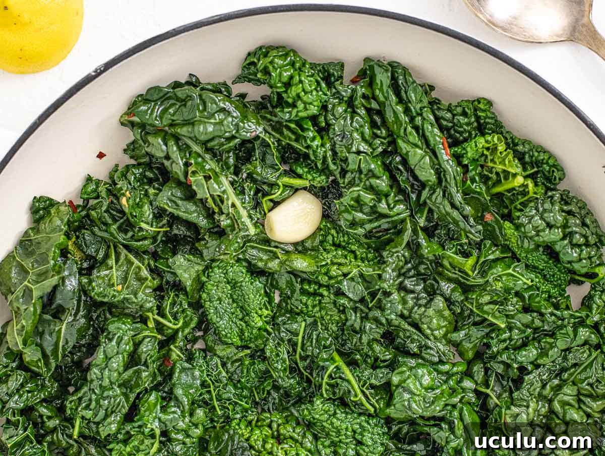 Sauteed kale with clove of garlic