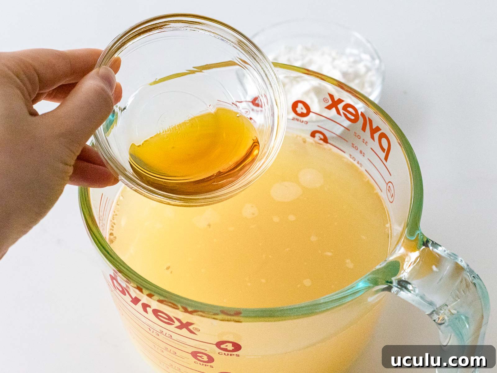sesame oil added to broth to make a clear stir fry sauce