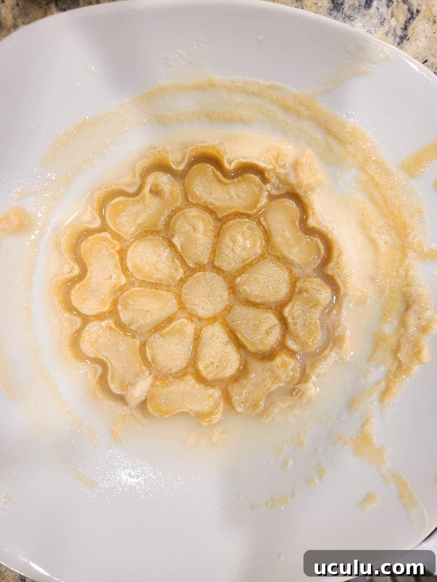 A picture of burned batter if the iron is too hot