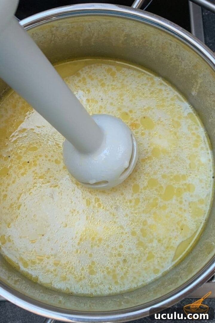 liquidize the soup with the immersion blender