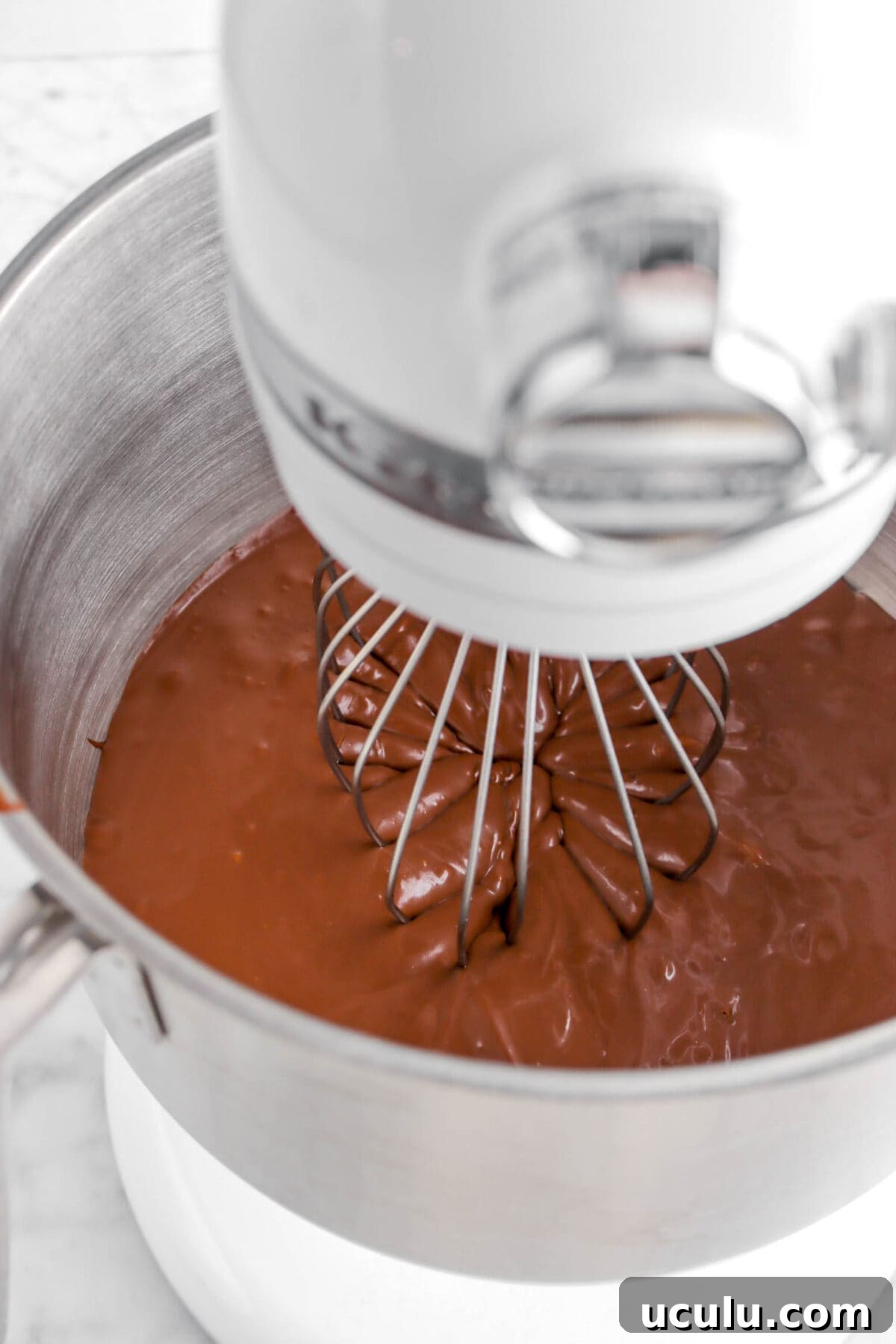 ganache in mixer with whisk attachment