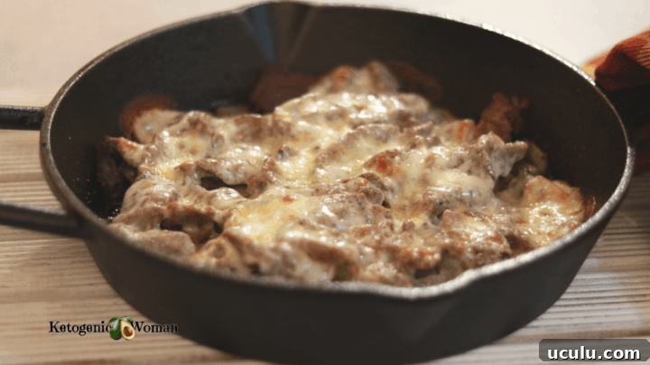 philly cheesesteak in cast iron skillet