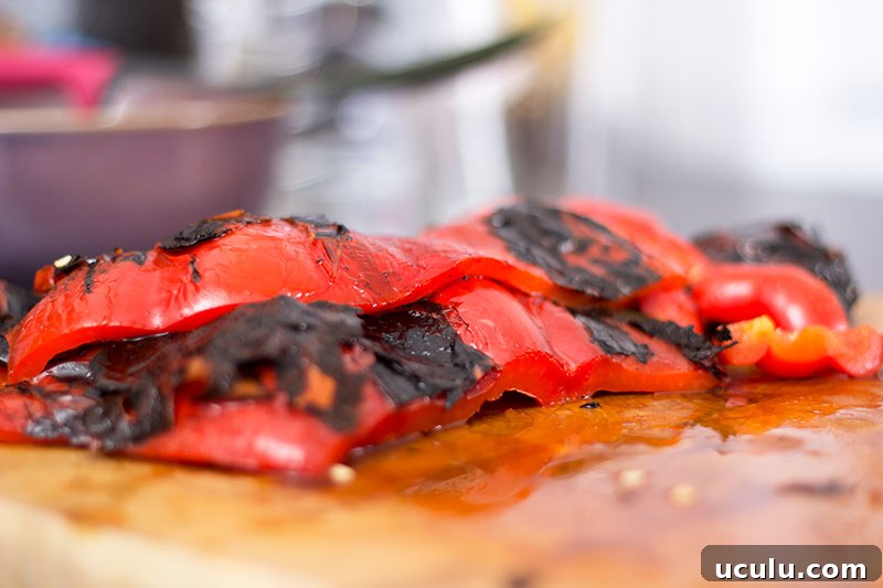 Charred red peppers