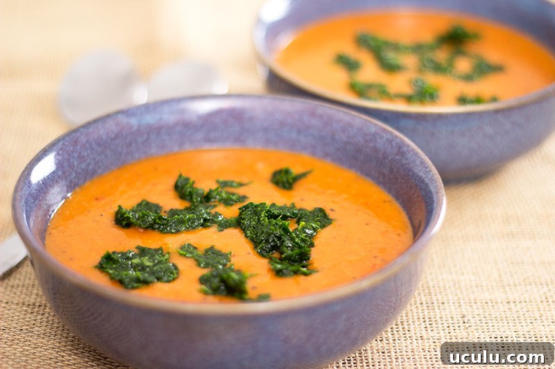red pepper onion and lentil soup with parsley