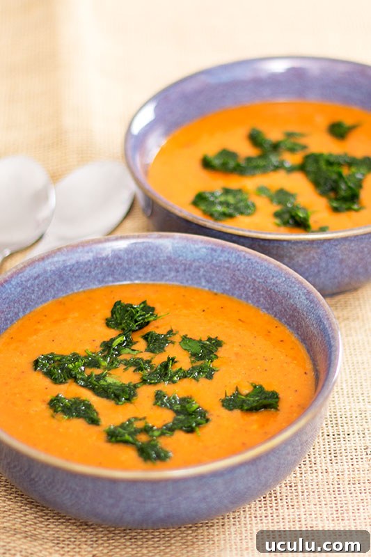 red pepper onion and lentil soup with parsley