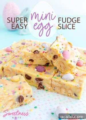 Mini Egg Fudge Slice with pastel decorations