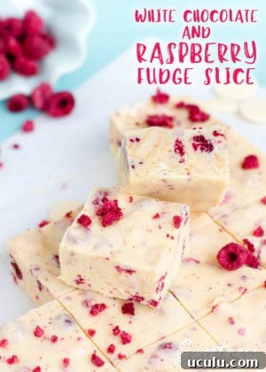 White Chocolate and Raspberry Fudge Slice ~ A super easy, no-bake fudge slice