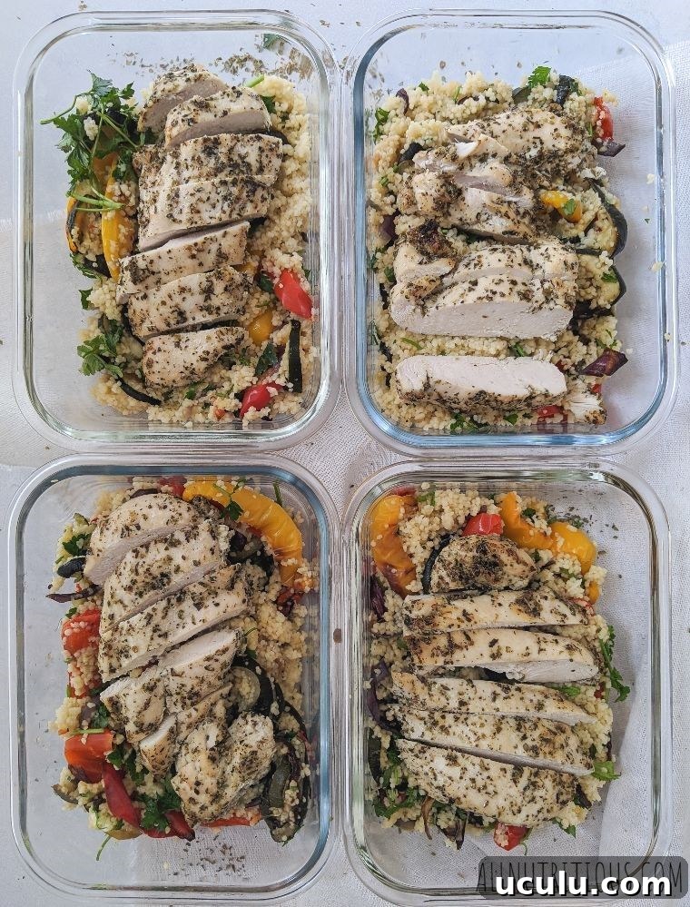 herb chicken and couscous meal prep